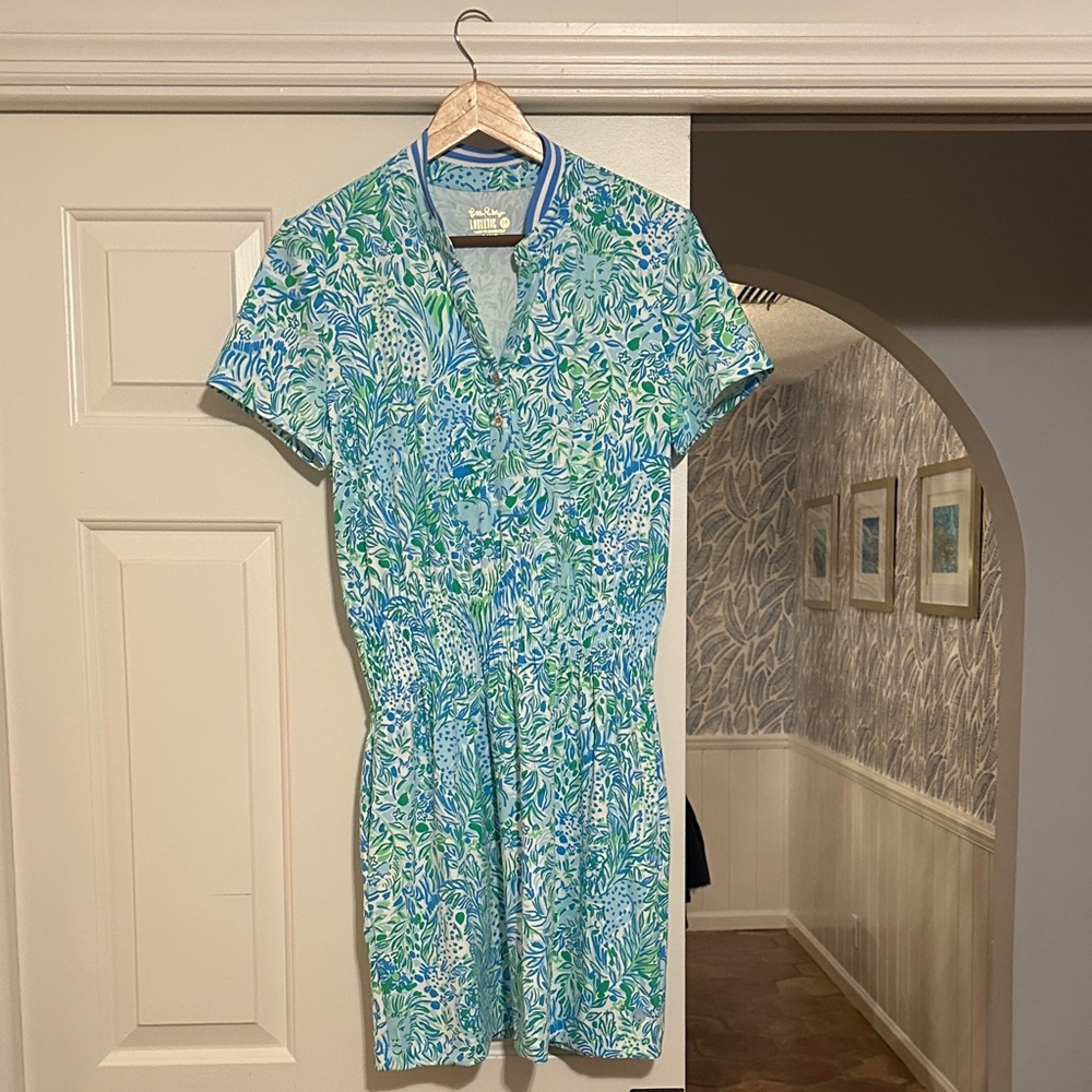 Lilly Pulitzer Vibrant Blue and Green Mini Dress-Luxletic